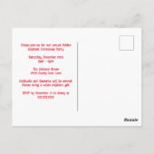 キュートホワイトエレファントパーティークリスマス招待状 ポストカード (裏面)