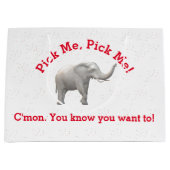 キュートホワイトエレファント抱き枕 ラージペーパーバッグ (正面)