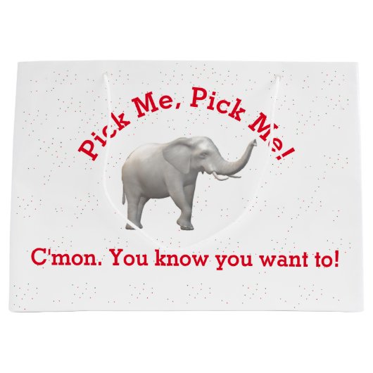 キュートホワイトエレファント抱き枕 ラージペーパーバッグ (正面)