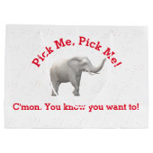 キュートホワイトエレファント抱き枕 ラージペーパーバッグ (裏面)