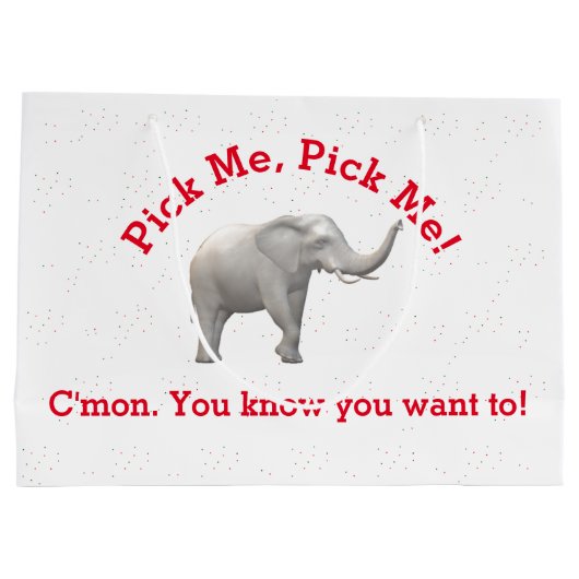 キュートホワイトエレファント抱き枕 ラージペーパーバッグ (裏面)