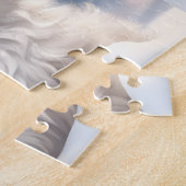 キュートホワイトキッテンキャットウィンタースノー名前をカスタムする ジグソーパズル (側面)