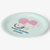 キュートホワイトキティキャットスリープ誕生日 ペーパープレート (アングル)