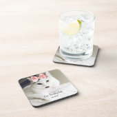 キュートホワイトキャットカスタム文字 コースター (右側)