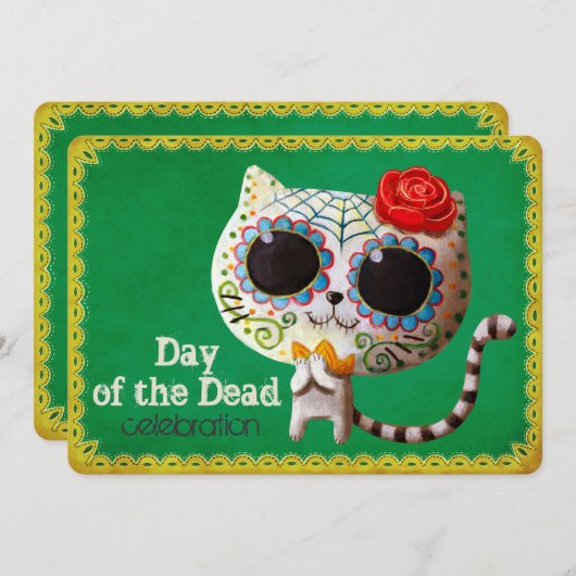 キュートホワイトキャットディアデロスマートスパーティー招待 招待状 (正面/裏面)