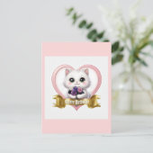 キュートホワイトキャットハッピーバースデー シーズンポストカード (スタンド正面)