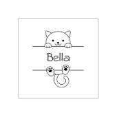 キュートホワイトキャット名前をカスタムする ラバースタンプ (インプリント)
