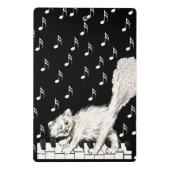 キュートホワイトキャット踊りオンピアノキーズスケッチ ミニクリップボード (裏面)