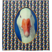 キュートホワイトグース顔ファーム動物 シャワーカーテン (正面)