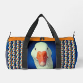 キュートホワイトグース顔 パーソナライズされた ダッフルバッグ (裏面)