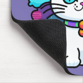 キュートホワイトコズミック宇宙キティキャット マウスパッド (コーナー)