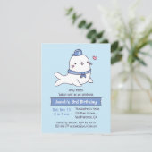 キュートホワイトシールセーラー子供の誕生日パーティー 招待状 (スタンド正面)