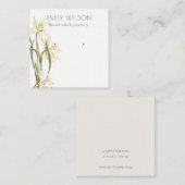 キュートホワイトダフォディルフローラスタッドイヤリングディスプレイ スクエア名刺 (正面/裏面)