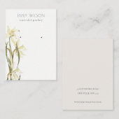 キュートホワイトダフォディルフローラスタッドイヤリングディスプレイ 名刺 (正面/裏面)