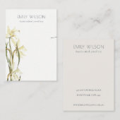 キュートホワイトダフォディルフローラネックレスディスプレイ 名刺 (正面/裏面)