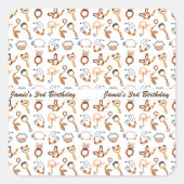 キュートホワイトトイボホパターンイラストレーション誕生日 スクエアシール (正面)