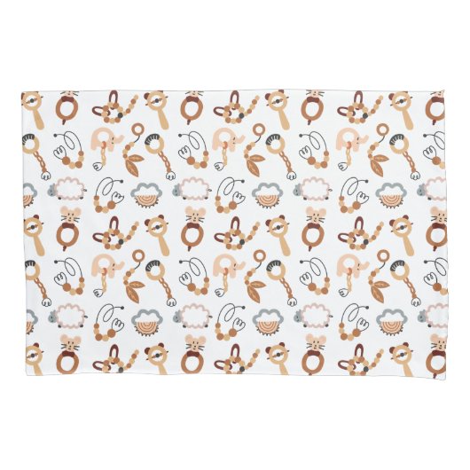 キュートホワイトトイボホパターンイラストレーション 枕カバー (正面)