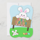 キュートホワイトバニーイースターエッグ狩り 招待状 (裏面)