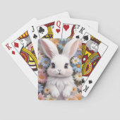 キュートホワイトバニーパステルデイジー花 トランプ (裏面)