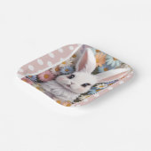 キュートホワイトバニーパステルデイジー花 ペーパープレート (傾斜あり)