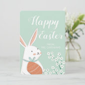 キュートホワイトバニーフラワーズハッピーイースター シーズンカード (スタンド正面)