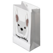 キュートホワイトブルフランスのドッグ誕生日 スモールペーパーバッグ (正面アングル)