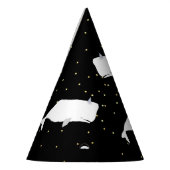 キュートホワイトホエールドットブラック パーティーハット (左)