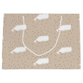 キュートホワイトホエールニュートラルベージュ ラージペーパーバッグ (正面)