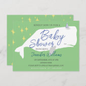 キュートホワイトホエールベビーシャワー招待状 ポストカード (正面/裏面)