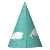 キュートホワイトホエールライトティール（緑がかった色） パーティーハット (裏面)