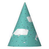 キュートホワイトホエールライトティール（緑がかった色） パーティーハット (左)