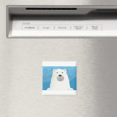 キュートホワイトポーラベアプリントデザイン マグネット (インサイチュ (食洗機))