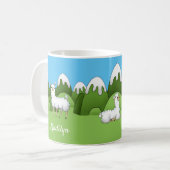 キュートホワイトマウンテンラマス コーヒーマグカップ (正面左)