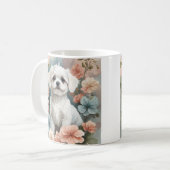 キュートホワイトマルチーズパピー コーヒーマグカップ (正面左)