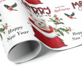 キュートホワイトマルチーズ子犬クリスマス抱き枕 ラッピングペーパー (ロールコーナー)