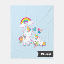 キュートホワイトユニコーンズマジカルマザー&ベビー フリースブランケット