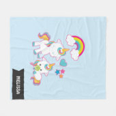 キュートホワイトユニコーンズマジカルマザー&ベビー フリースブランケット (正面(横))