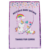 キュートホワイトユニコーン魔法ママ&ベビー感謝してい ミディアムペーパーバッグ (正面)