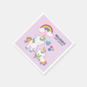 キュートホワイトユニコーン魔法ママ&ベビー スタンダードカクテルナプキン (角)