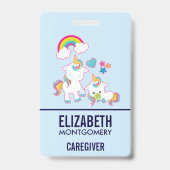 キュートホワイトユニコーン魔法ママ&ベビー バッジ (裏面)