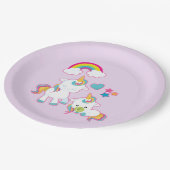 キュートホワイトユニコーン魔法ママ&ベビー ペーパープレート (アングル)