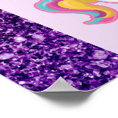 キュートホワイトユニコーン魔法ママ&ベビー ポスター (角)