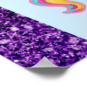 キュートホワイトユニコーン魔法ママ&ベビー ポスター (角)