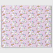 キュートホワイトユニコーン魔法ママ&ベビー ラッピングペーパー (フラット)