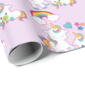 キュートホワイトユニコーン魔法ママ&ベビー ラッピングペーパー (ロールコーナー)