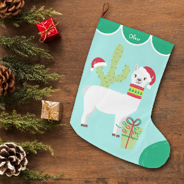 キュートホワイトラマサンタハット ラージクリスマスストッキング