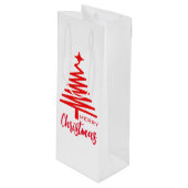 キュートホワイトレッドメリークリスマスワインバッグ ワインギフトバッグ (正面アングル)