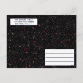 キュートホワイトレッド雪だるまナイトスカイグリッタークリスマス シーズンポストカード (裏面)