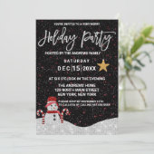 キュートホワイトレッド雪だるまナイトスカイグリッターホリディーズ 招待状 (スタンド正面)