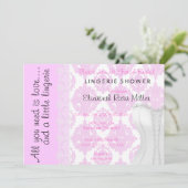 キュートホワイトレースコルセットランジェリーブライダルシャワー 招待状 (スタンド正面)